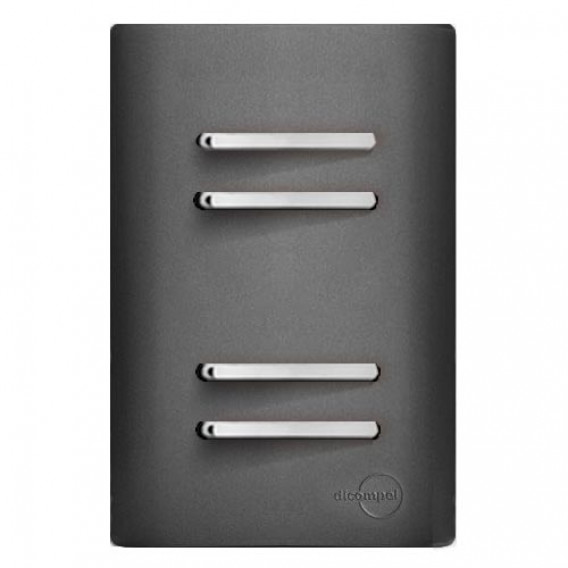 Conjunto Interruptor Quadruplo Simples 4x2 - Novara Preto Grafite Cromado